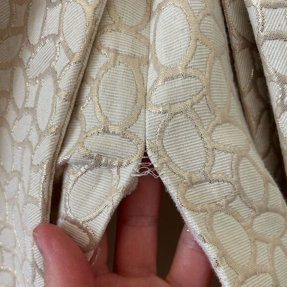 Anthropologie Erin Fetherston Cream Gold Bow Back Dress - Picture 8 of 14